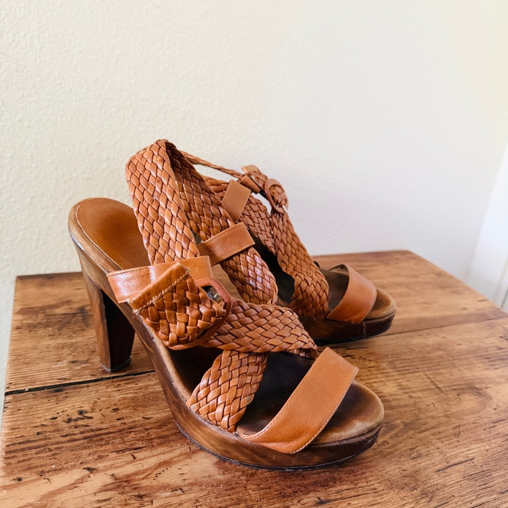 Loeffler Randall Brown Woven Open Toe Heels